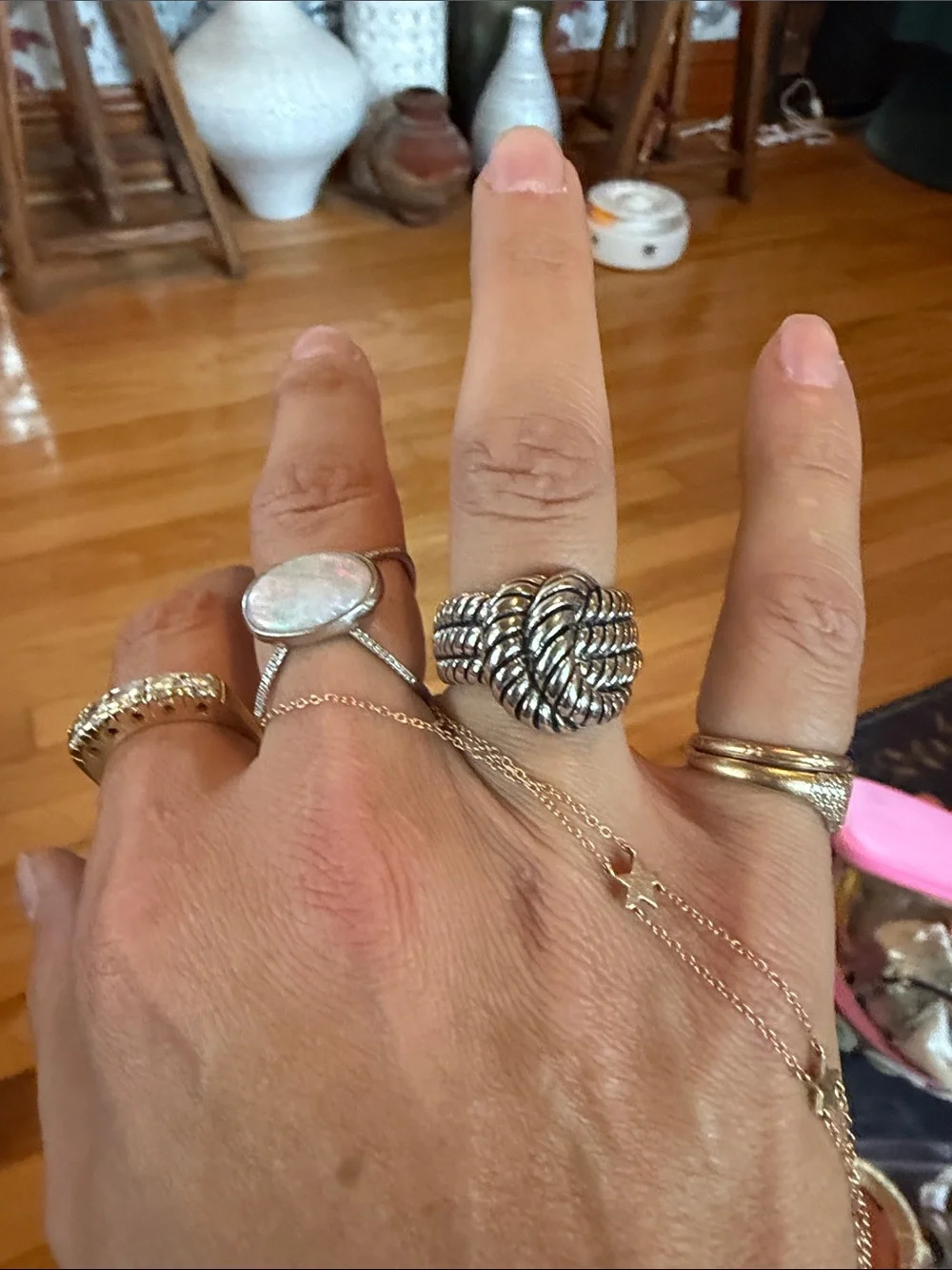 Lia Sophia Silver Knotted Statement Ring Size 9